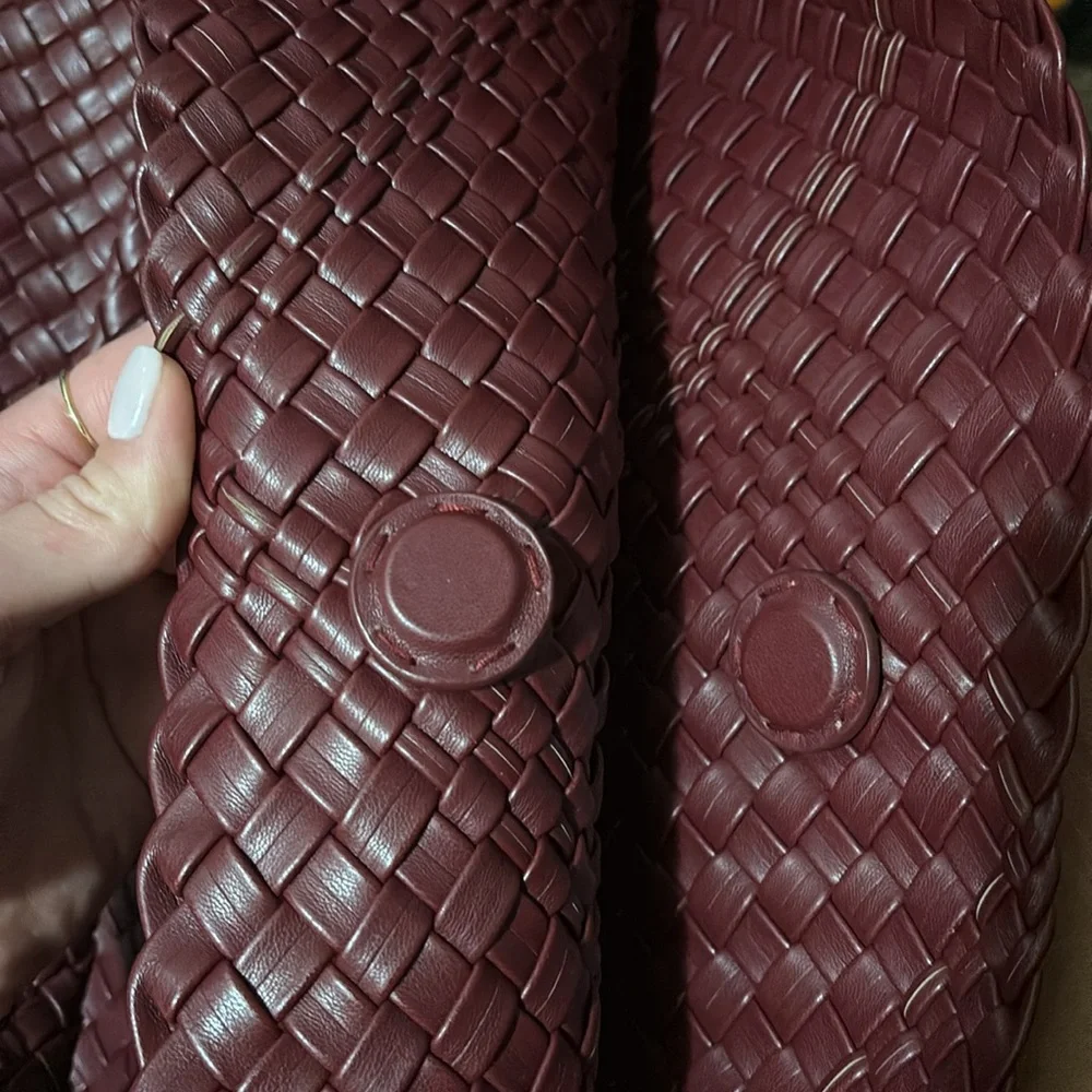 Anthropologie Woven Leather Hobo Bag in Deep Burgundy - Picture 4 of 10